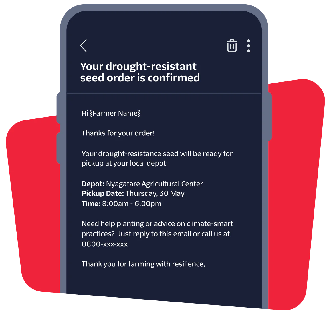 Confirmation of Drought-Resistant Seed Order from Nyagatare Agricultural Center