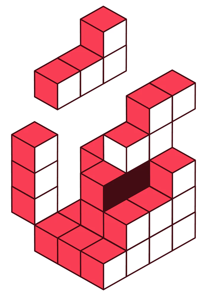 Isometric Illusion with Red and White Cubes Isometric Illusion with Red and White Cubes