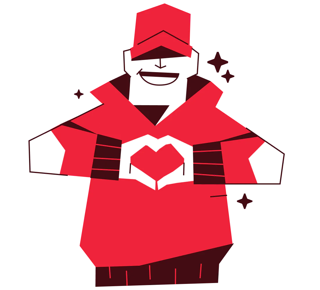 Cartoon Character Making a Heart Gesture Cartoon Character Making a Heart Gesture